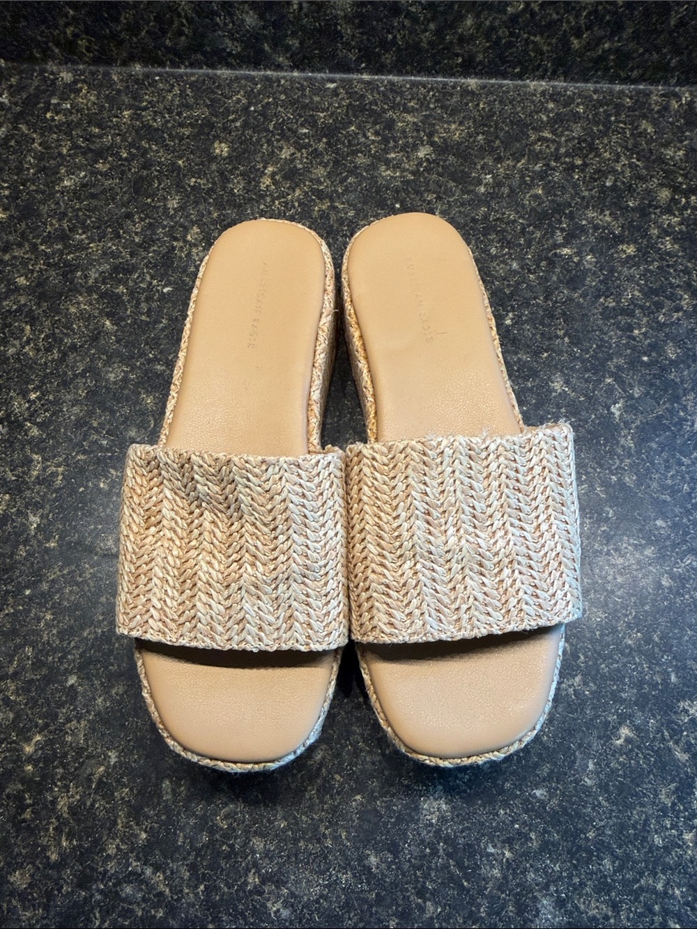 American Eagle Outfitters Beige Woven Slide platform Sandals